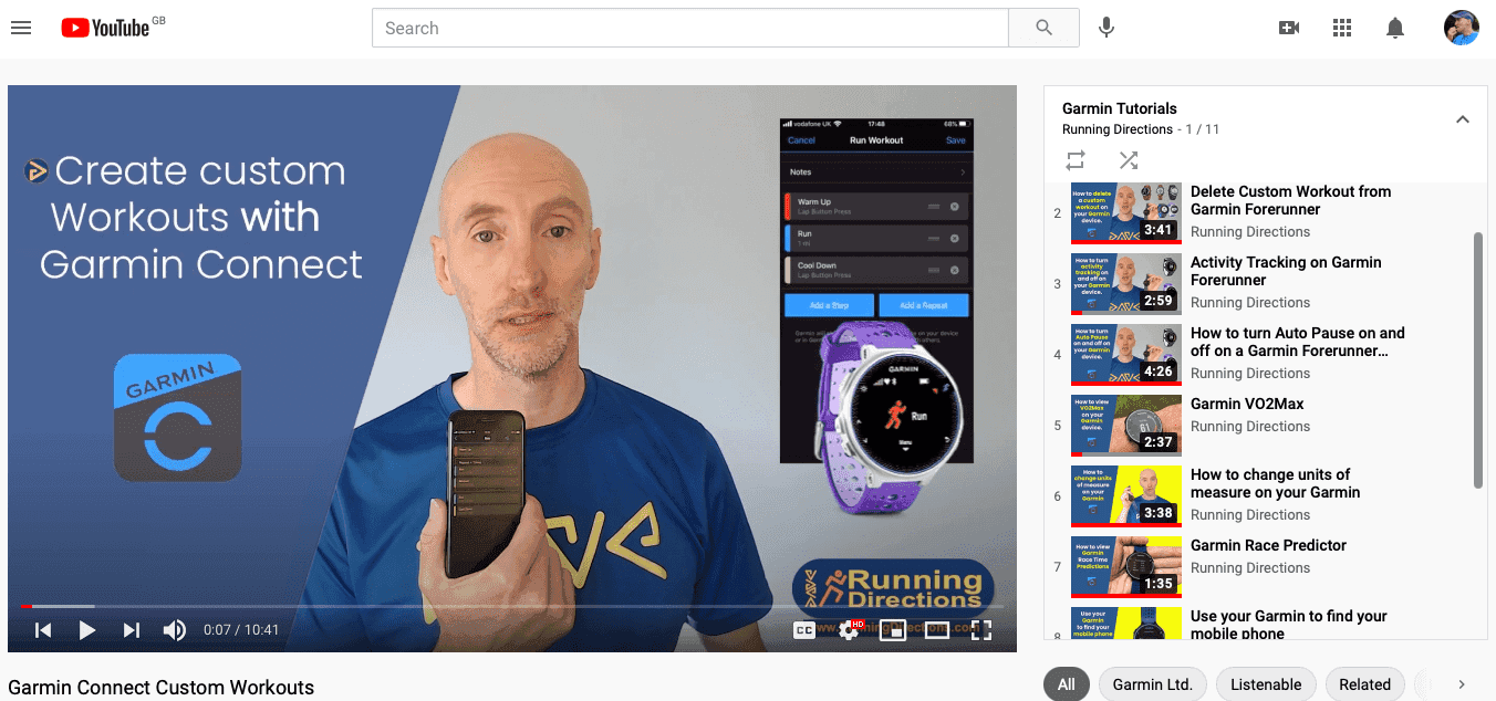 Garmin Tutorials on YouTube