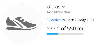 Topo Ultraventure - current mileage Topo Athletic Ultraventure - current mileage: 177.1 or 285.01 if you prefer Km